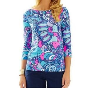 Lilly Pulitzer Alida Boatneck Top in Sea Jewels Size XS